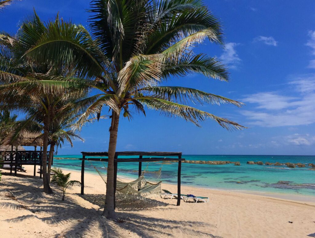 Hammocks on the beach at El Dorado Royale Riviera Maya