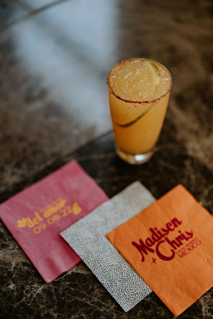 Signature wedding cocktail served during a destination wedding reception at Majestic Elegance Costa Mujeres.