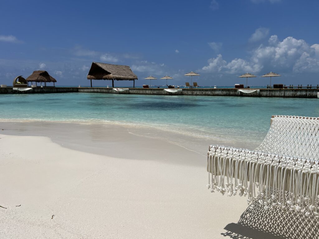 Impression Isla Mujeres hammocks and beach area
