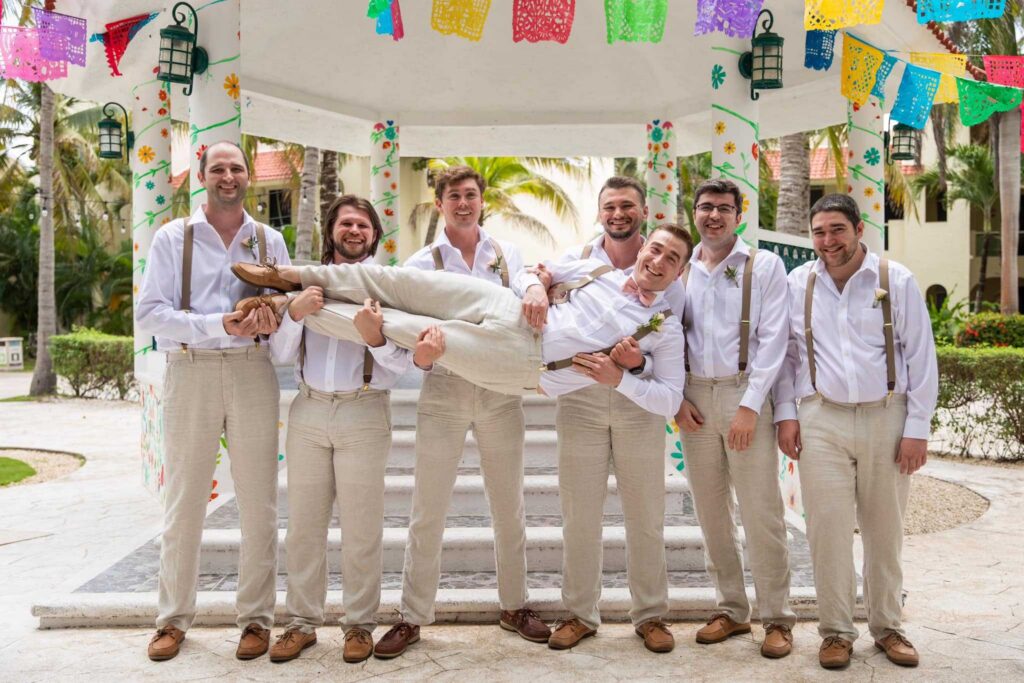 Groomsmen photos before the wedding ceremony at El Dorado Casitas Royale