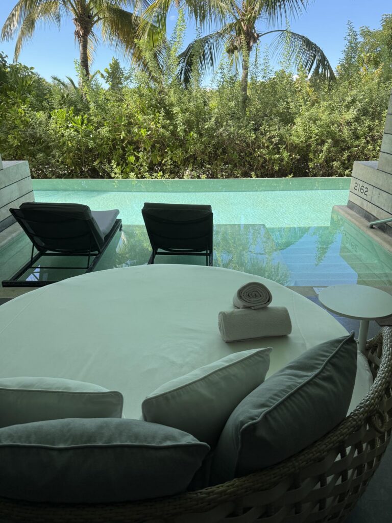Private pool near the room with a forest view, at Atelier Playa Mujeres Cancun, Mexico, one of the best all inclusive resorts in Mexico for honeymoon​