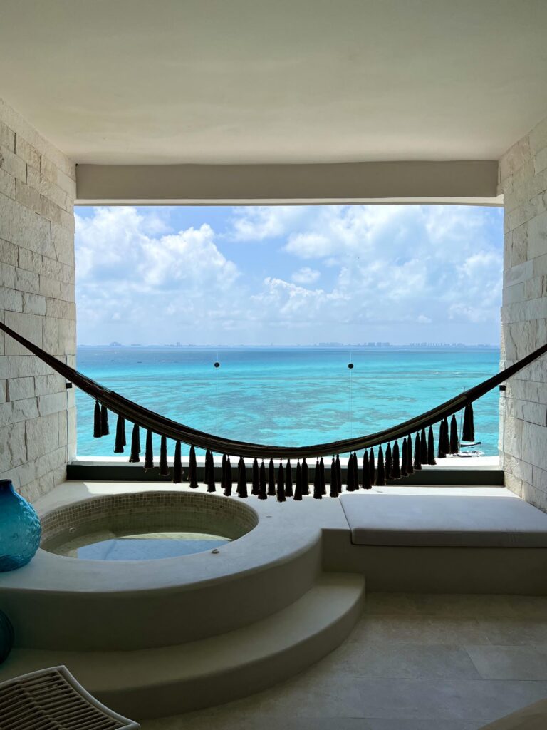 Hammock and private pool with an ocean view, at the best all inclusive honeymoon resorts in mexico​, Impression Isla Mujeres in Isla Mujeres, Mexico