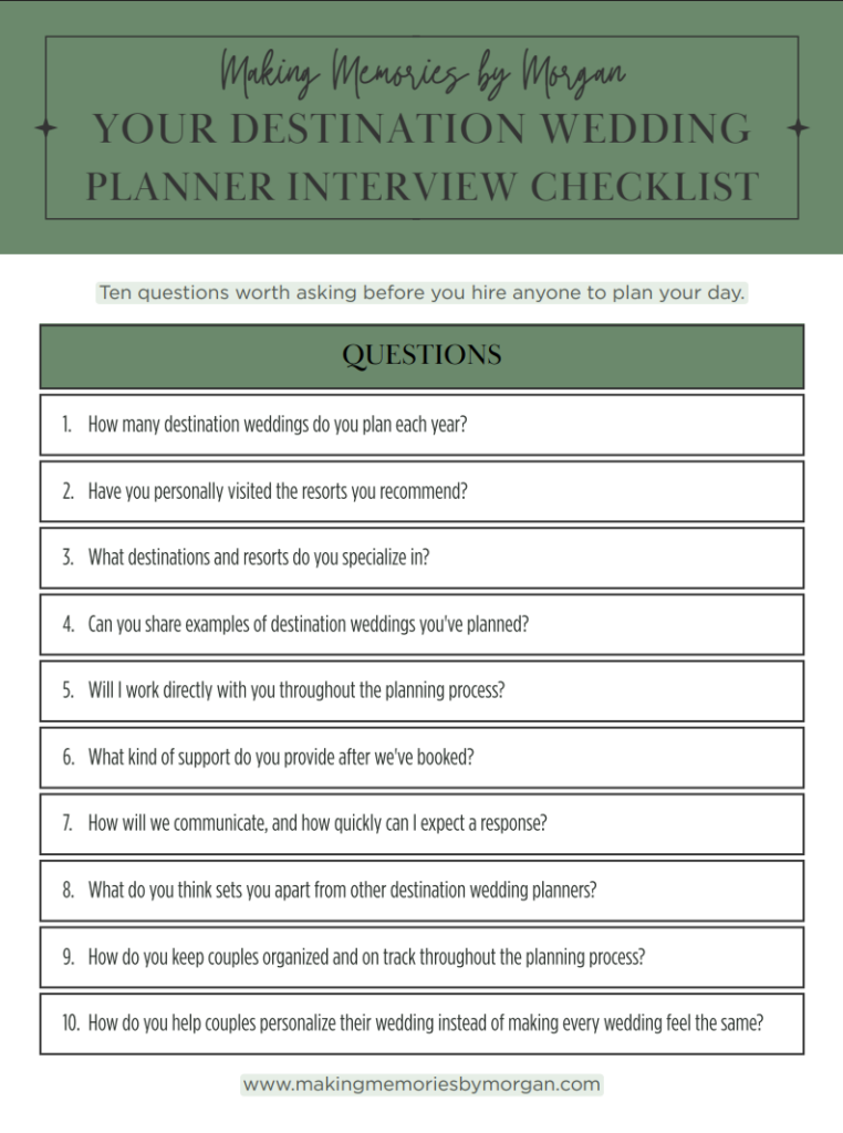 questions to ask before hiring a destination wedding planner